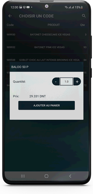 L'écran des commandes de Smart SELLER sur smartphone : les commandes prises en tournée, avec leur état de traitement.
